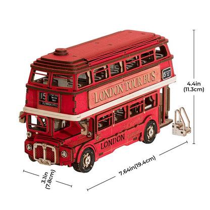 Rolife London Tour Bus Car 3D Wooden Puzzle Model Toy