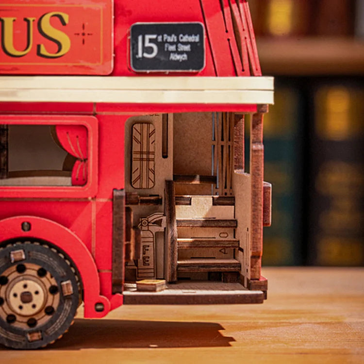 Rolife London Tour Bus Car 3D Wooden Puzzle Model Toy