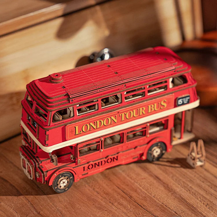 Rolife London Tour Bus Car 3D Wooden Puzzle Model Toy