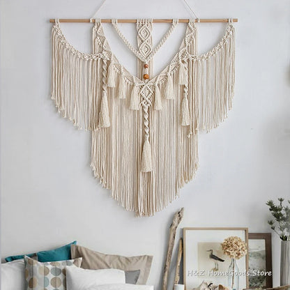 Big Macrame Wall Hanging Tapestry With Tassels