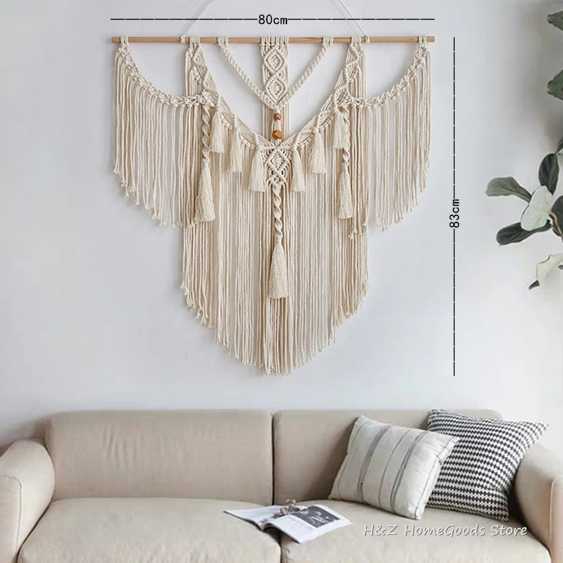 Big Macrame Wall Hanging Tapestry With Tassels