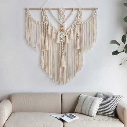 Big Macrame Wall Hanging Tapestry With Tassels