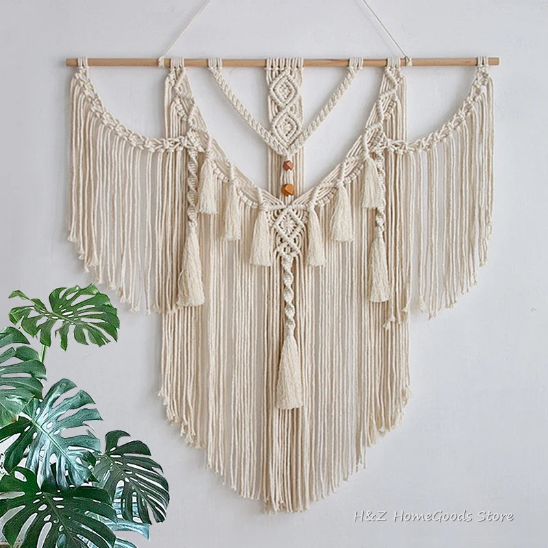 Big Macrame Wall Hanging Tapestry With Tassels