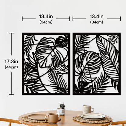 Tropical Leaves Wooden Line Art Home Decor