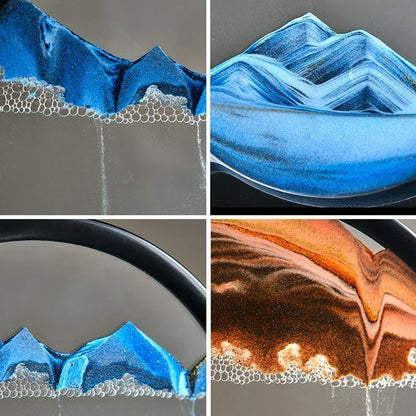 3D Moving Sand Art Picture Round Glass Deep Sea