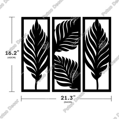 Tropical Leaves Wooden Line Art Home Decor