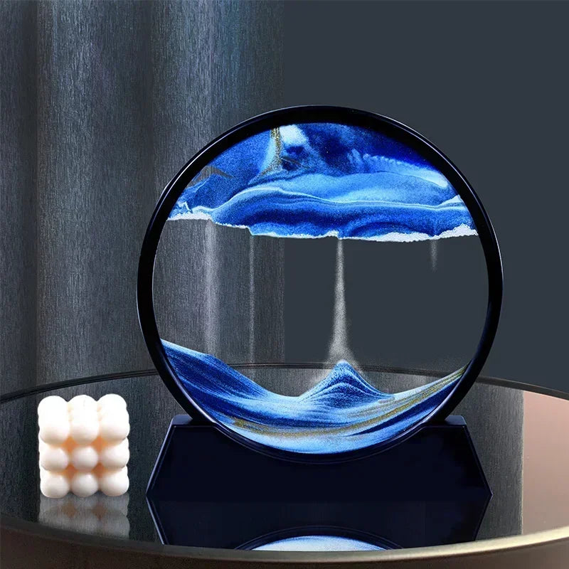 3D Moving Sand Art Picture Round Glass Deep Sea