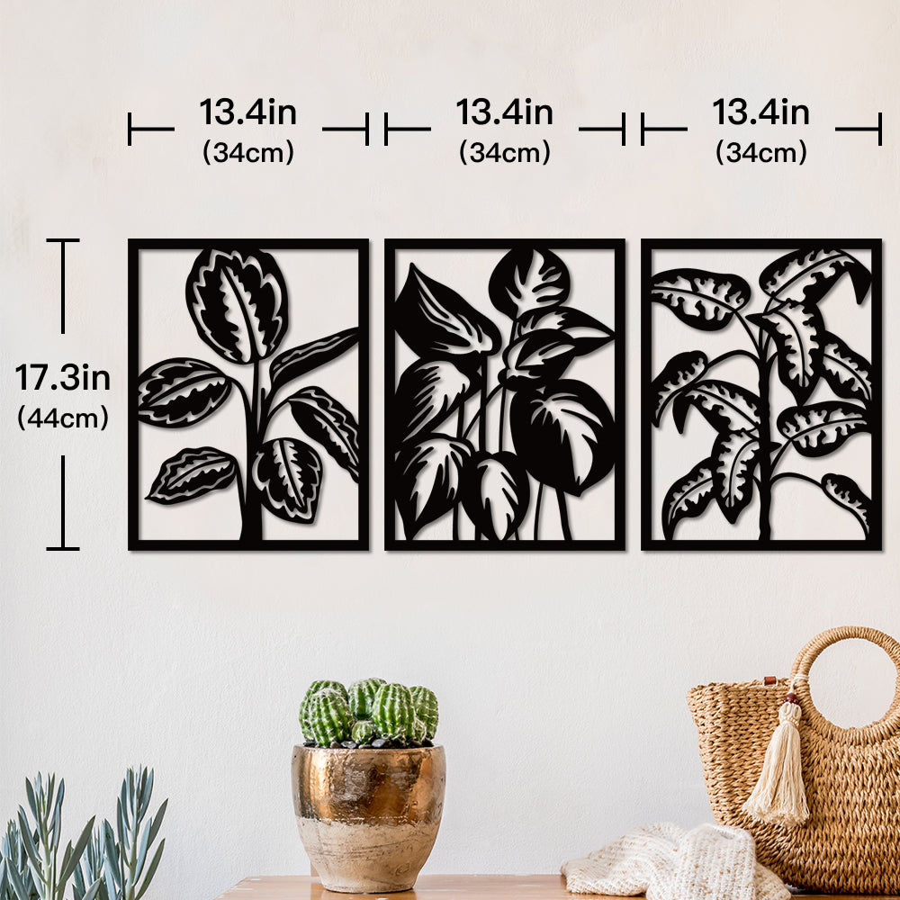 Tropical Leaves Wooden Line Art Home Decor