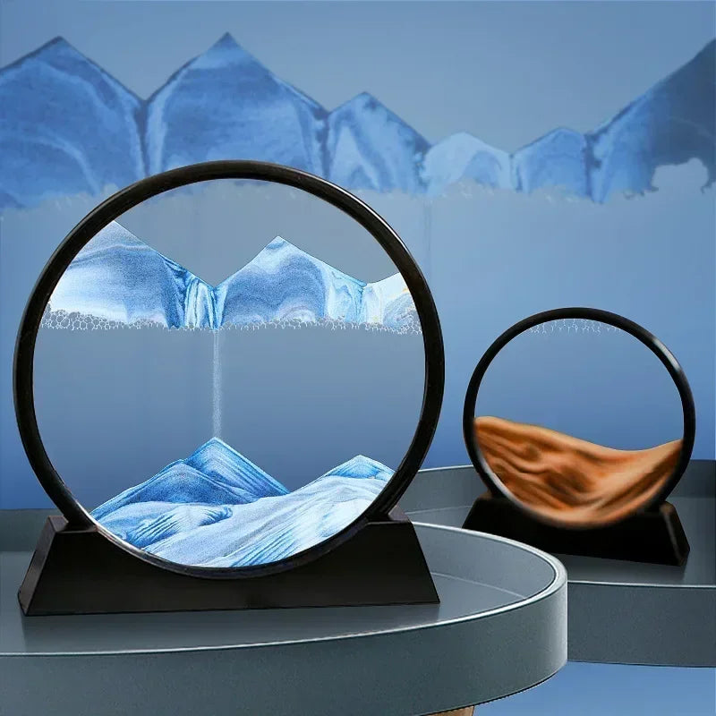 3D Moving Sand Art Picture Round Glass Deep Sea