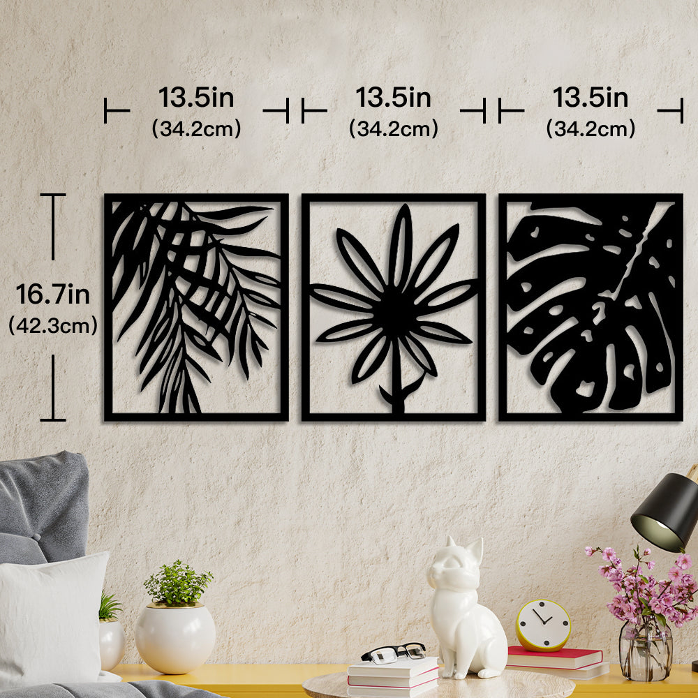 Tropical Leaves Wooden Line Art Home Decor