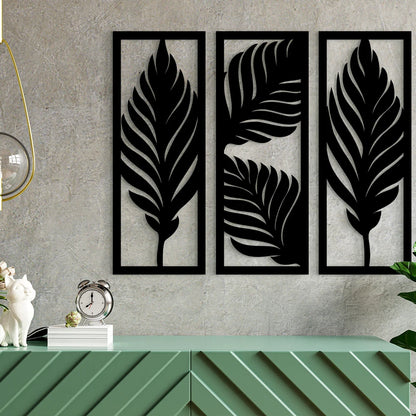 Tropical Leaves Wooden Line Art Home Decor