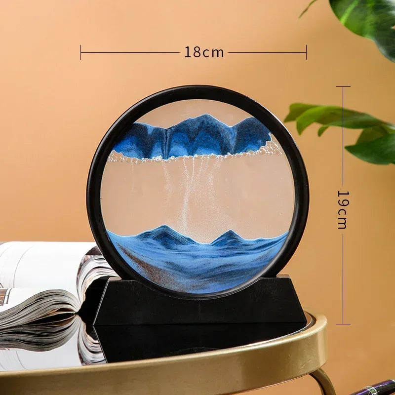 3D Moving Sand Art Picture Round Glass Deep Sea