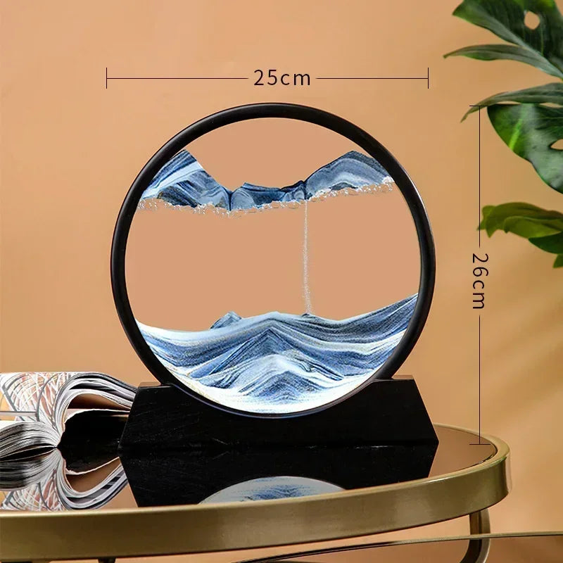 3D Moving Sand Art Picture Round Glass Deep Sea