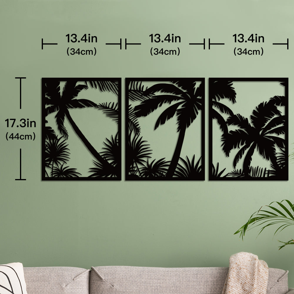 Tropical Leaves Wooden Line Art Home Decor