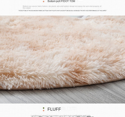 Super Soft Plush Round Rug Mat Fluffy White Carpets