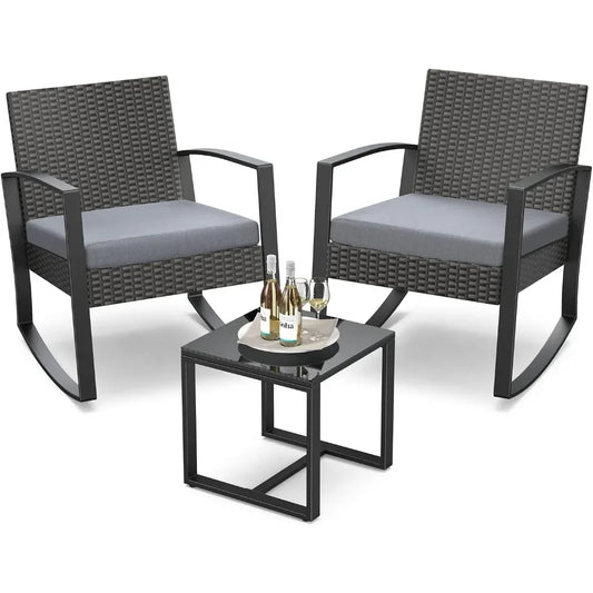 Patio Furniture Set Rocking Bistro Set Outdoor Rattan