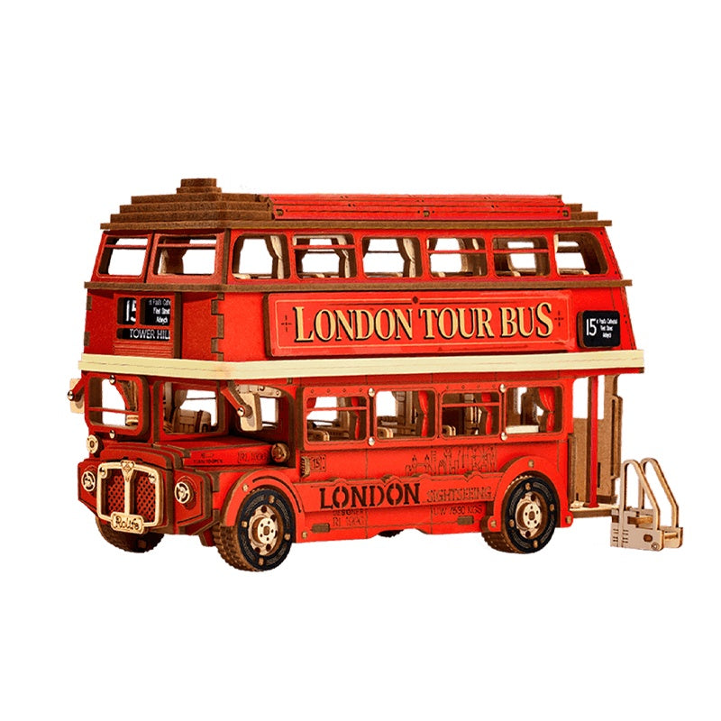 Rolife London Tour Bus Car 3D Wooden Puzzle Model Toy