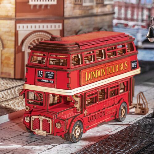 Rolife London Tour Bus Car 3D Wooden Puzzle Model Toy